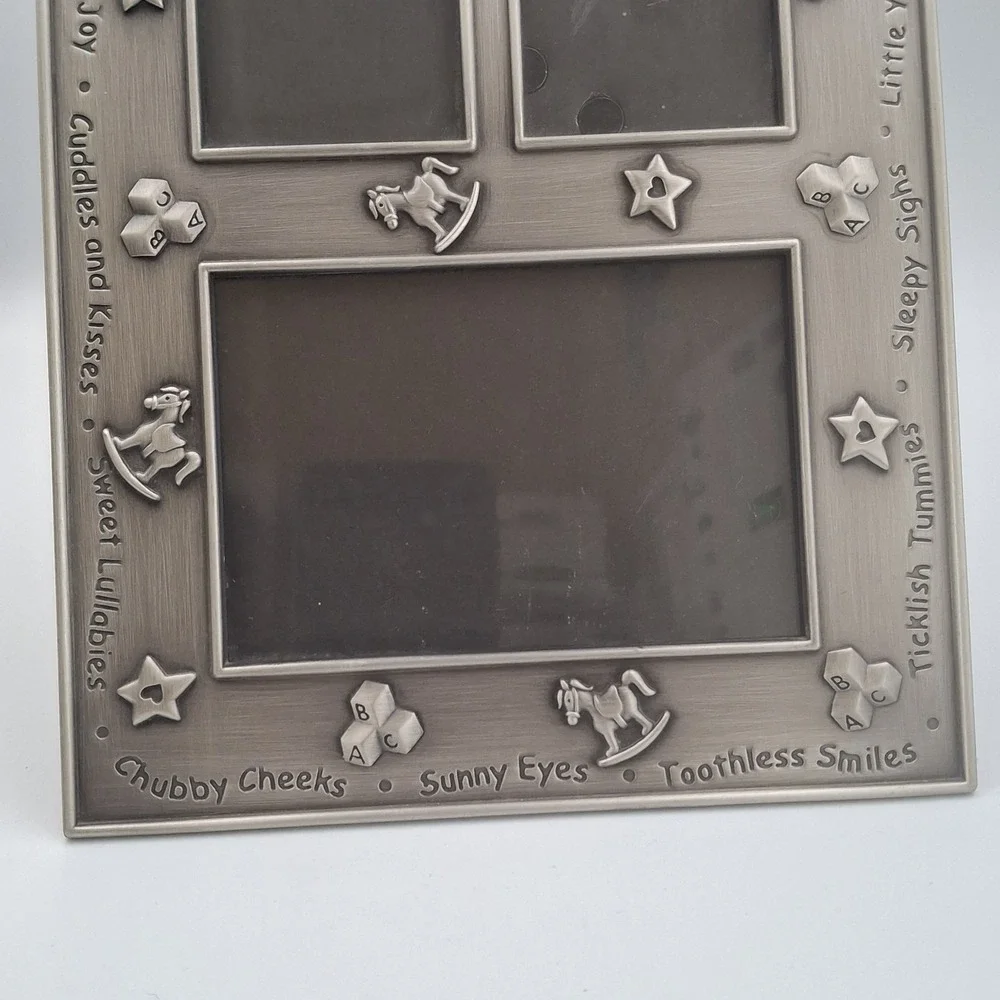 Heavy‎ Pewter Metal 3 Baby Photo Frame by Carr  Holds 2x3